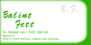 balint fett business card